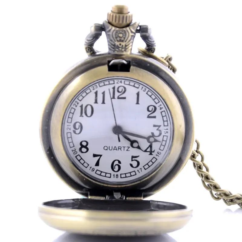 IBEINA Batman Theme Full Hunter Quartz Engraved Fob Retro Pendant Pocket Watch Chain Gift