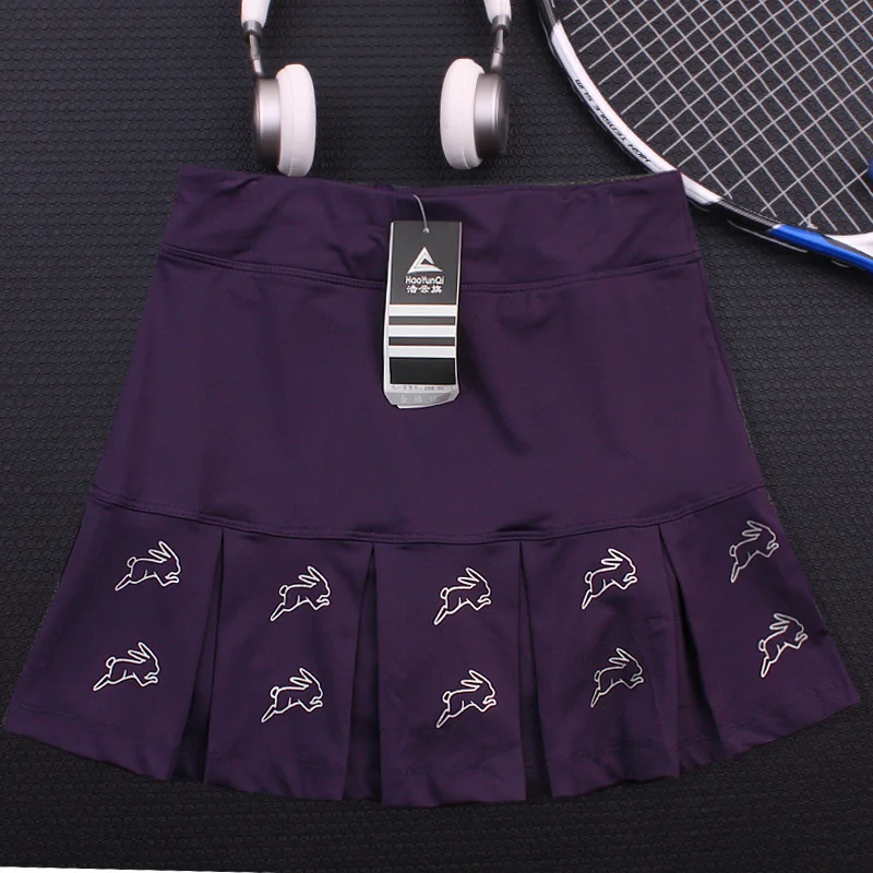 

Женская быстросохнущая Спортивная теннисная юбка-брюки для бадминтона, короткая юбка с двойным кроличьим узором, спортивные шорты для бега и йоги
