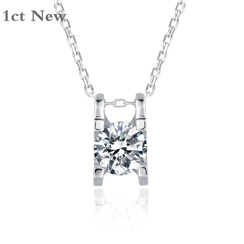 Классический 1ct Moissanite 100% Стерлинговое Серебро 925 пробы кулон ожерелье годовщина