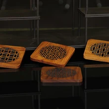 Классическая панель палисандр Круглый Ажурный деревянный креативный анти-горячий чай церемония coaster ручное изготовление из красного дерева coaster может быть надпись