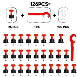 Novo 126 pces nível cunhas espaçadores telha para piso parede telha espaçador carrelage telha nivelamento sistema nivelador localizador espaçadores alicate