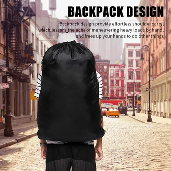 

Laundry-Bag-Backpack-24-x-36-Sturdy-tear-resistant-polyester-backpack-drawstring-closure-Adjustable-Shoulder-Straps-Machine-Wash