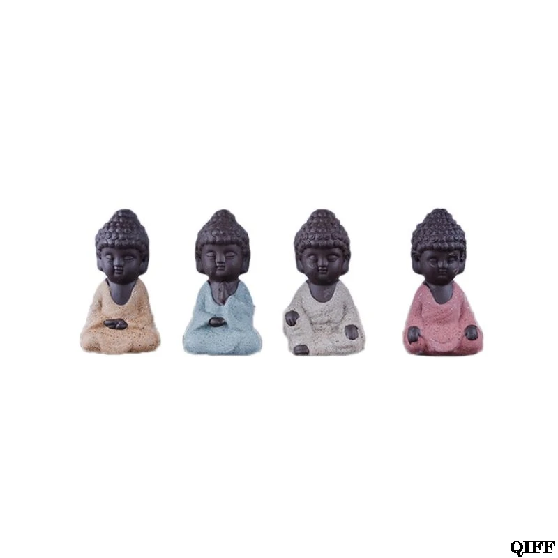 S SIZE 4 traditional cute little Buddha statues, Indian mandala sculpture tea pets C63B - Цвет: S SIZE