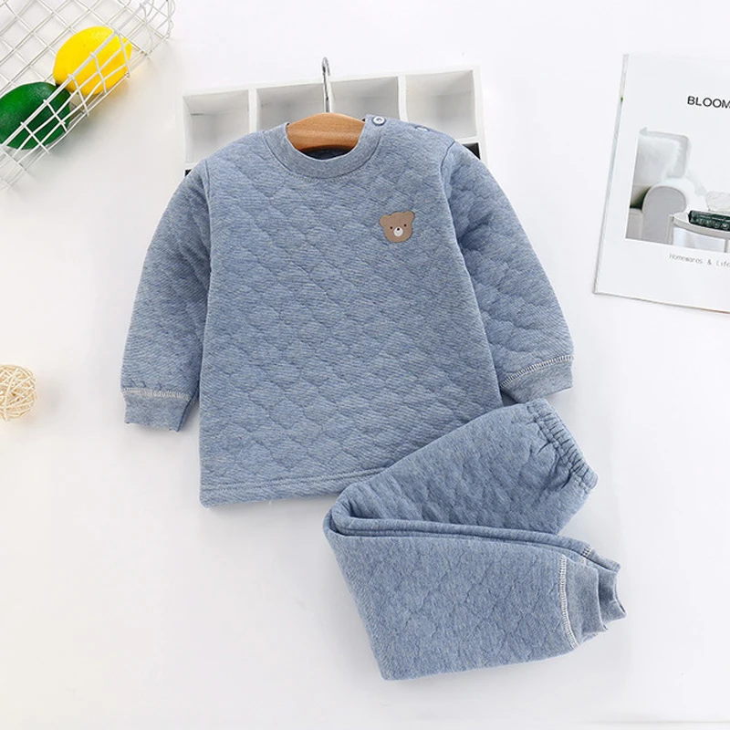 

Toddler Kids Thermal Underwear winter Cotton Thick Boys Pyjamas Girls Sets For Winter Children Long Johns Warm Suits