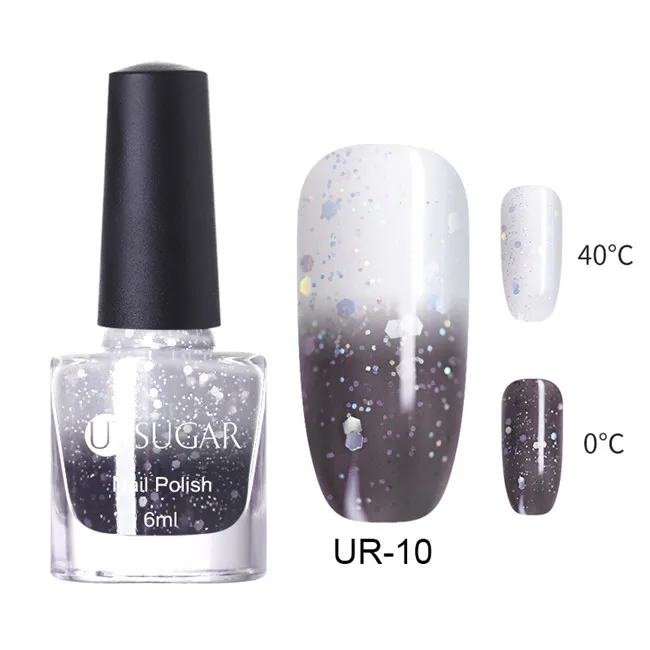 Glitter10 Ur Sugar 6 мл черный карамельный цвет лак для ногтей Быстросохнущий лак для ногтей долговечный базовый цвет маникюр DIY дизайн - Цвет: Glitter10
