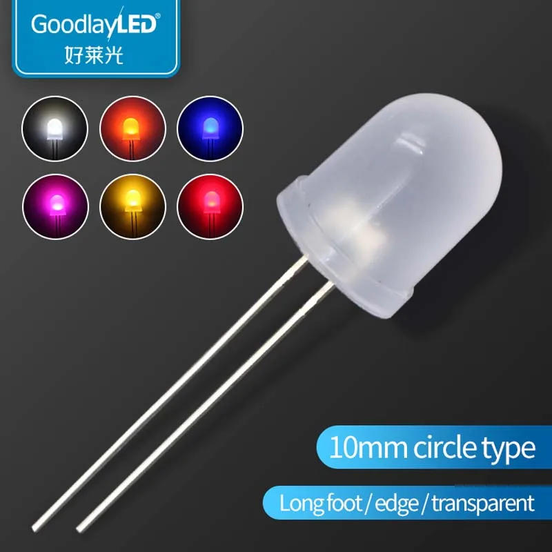 

1000PCS 10 mm round head fog warm white red green yellow white Light Emitting Diode LED