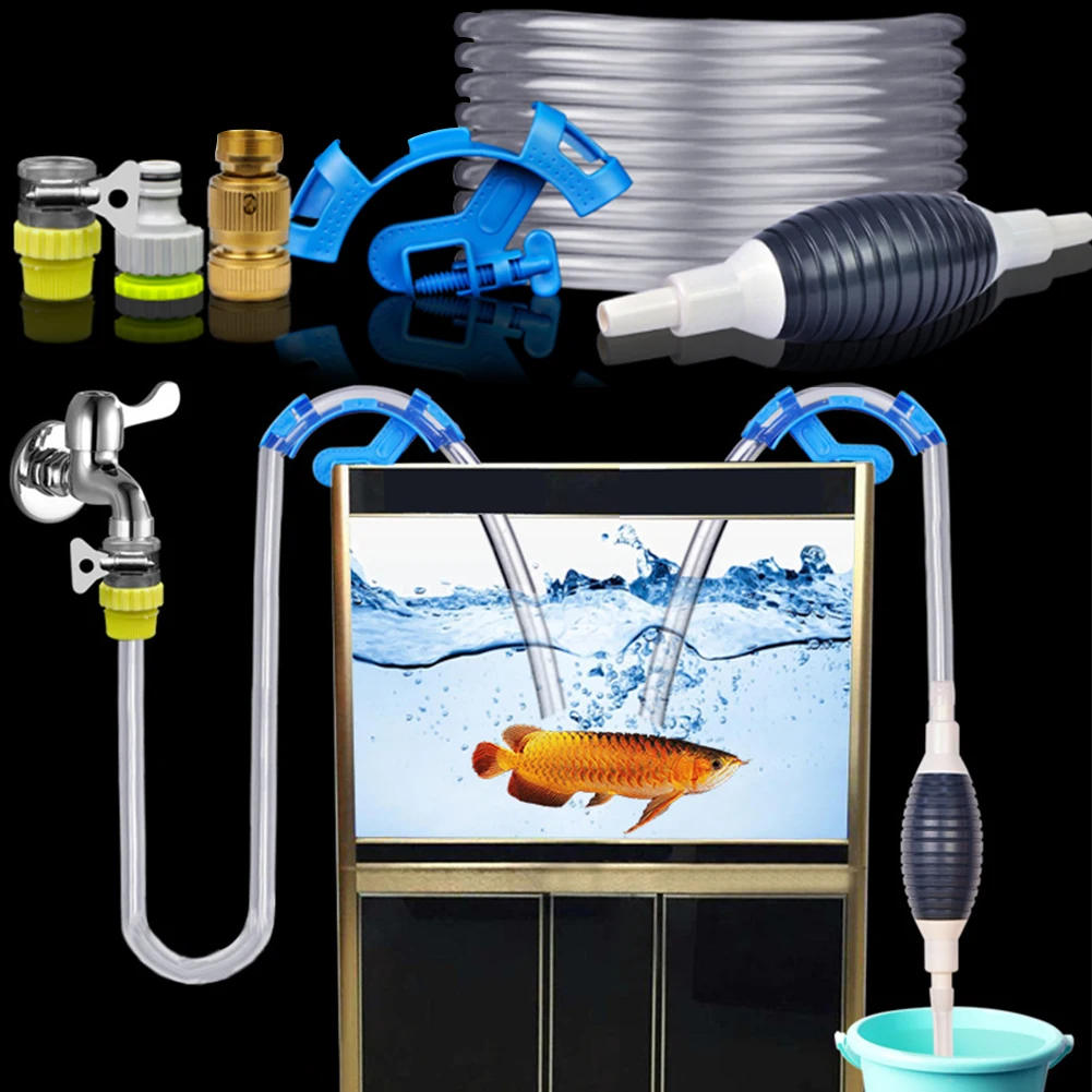 Ручная выдавливание Niet-giftig Fish Tank Полезная 5 в 1 Очиститель аквариума комплект смены воды