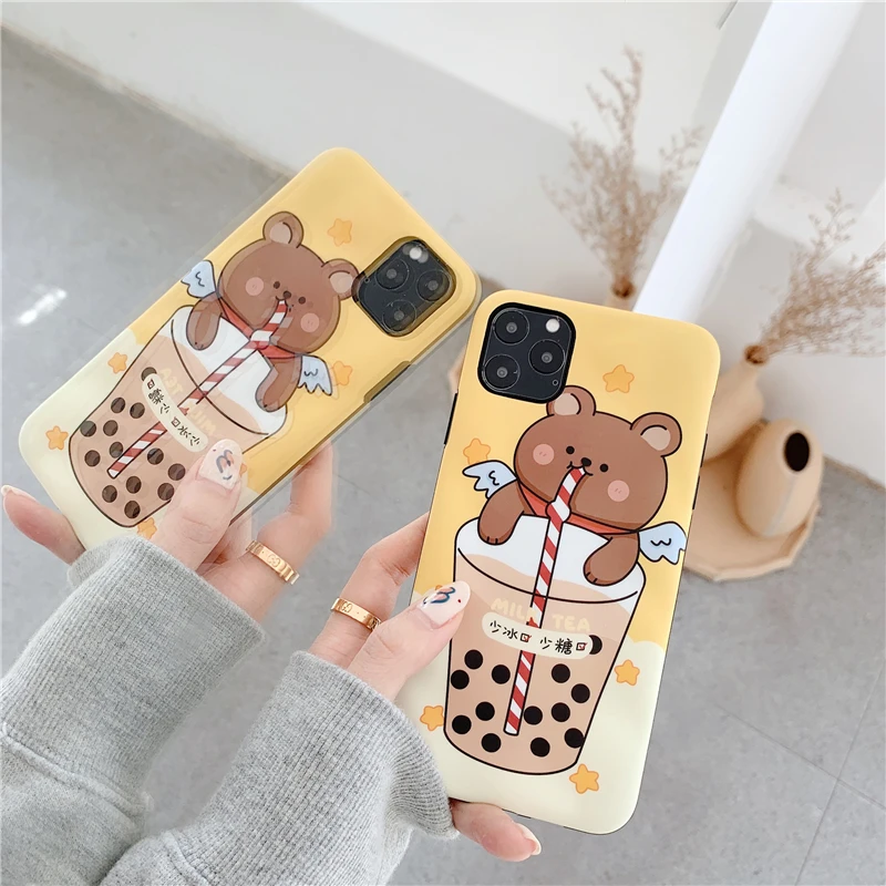 Милый чехол для телефона с рисунком панды и питья для пар, для Iphone 11, promax X Xs Max, чехол для Iphone 7, 8 plus, Xr, задняя крышка