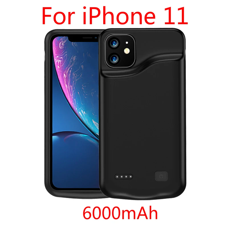 Чехол для аккумулятора для iPhone 11 Pro Max, внешний аккумулятор, зарядное устройство, чехол для iPhone 11 6000 мАч, тонкий чехол для зарядного устройства - Цвет: i 11 6000mah
