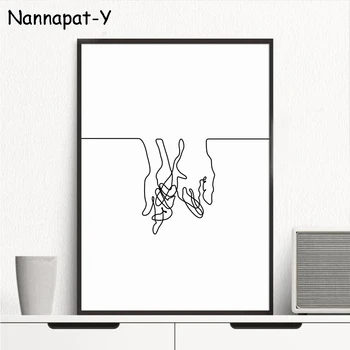 

Abstract Geometric Curve Hand Nordic Poster Wall Art Printed Canvas Painting Black White Wall Picture For Living Room Decoration
