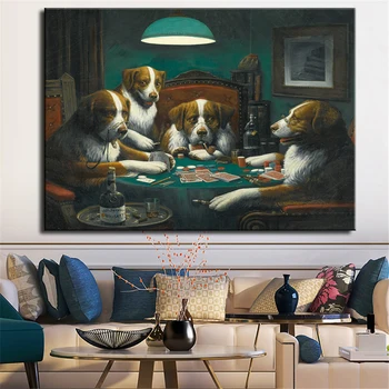 

Dogs Playing Cards Posters And Prints Animal Dogs Playing Poker Pictures For Home Wall Art For Living Room Decoration NO FRAME