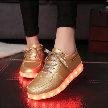 

Women Shoes Shining Luminous Led Shoes With Light Party Shoes Light Up Sneakers Led Unisex Usb Charging Silver Glowing Sneakers