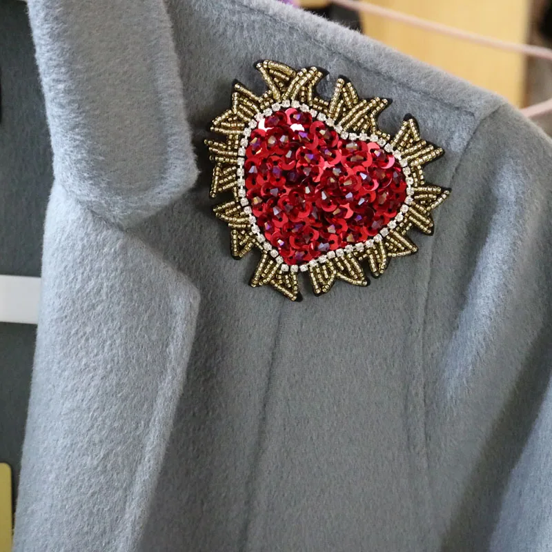 3D Handmade beaded flower Patches for clothing DIY sew on sequin rhinestone heart parches Beaded applique cock patch | Дом и сад