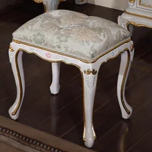 Luksusowe nowoczesne meble do sypialni-barokowy ręcznie rzeźbiony liść pozłacany toaletka tanie i dobre opinie CN (pochodzenie) Europa i ameryka Antique Drewniane Meble do salonu Domu stołek i ottoman Meble do domu