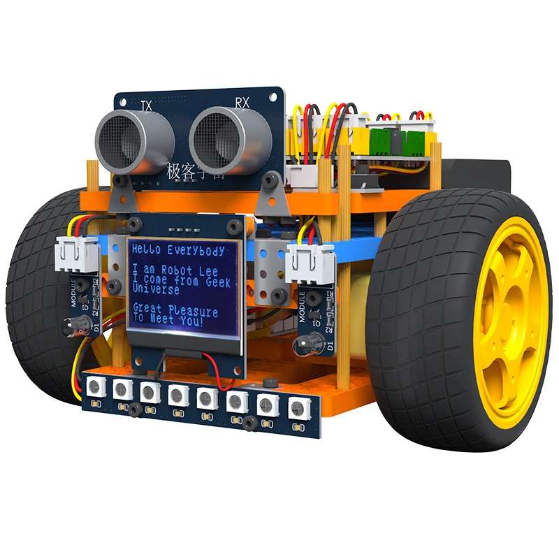 

High Tech Programmable Robot Car Toy 4WD Wireless IR Remote Control Smart Car Kit with Tutorial for Arduino for R3 Nano
