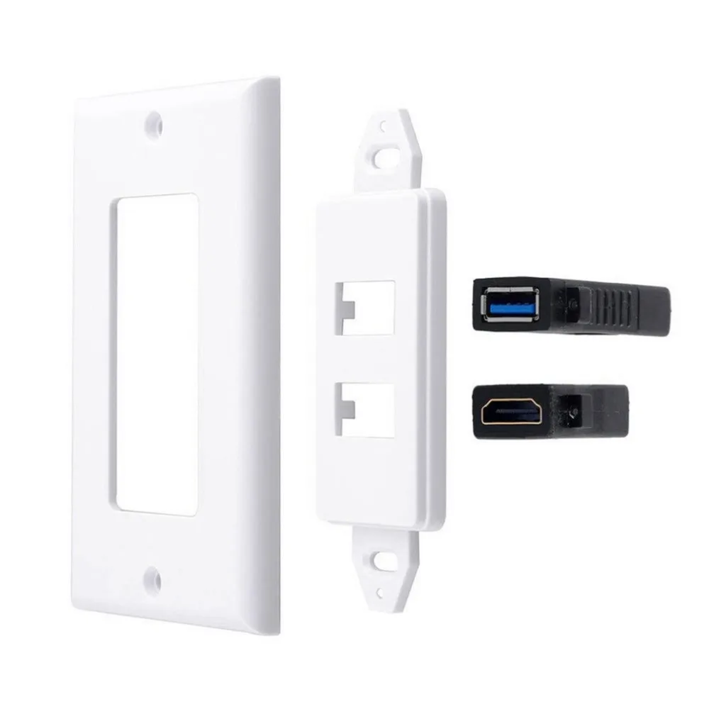 1 х 2 порта USB 3,0 Женский настенный Лицевая панель розетка удлинитель белый