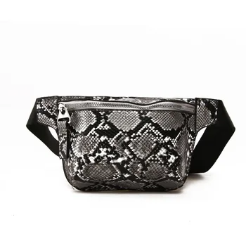 

Women Waist Pack Serpentine Fanny Pack PU Leahter Waist Bag Fashion Snake Skin Waist Belt High quality Female Purse