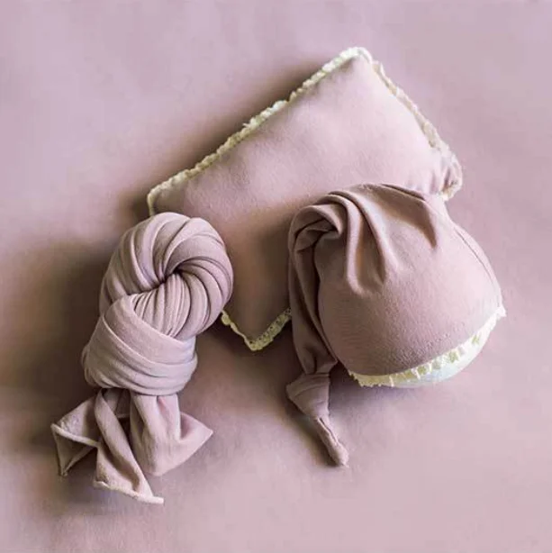mauve 3 шт./компл. Младенческая Сонная Шапочка+ обертка+ набор подушек для студийной съемки новорожденных реквизит для фотографий аксессуары для фотосъемки - Цвет: mauve
