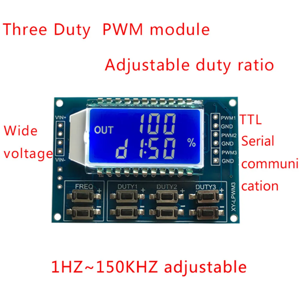 3 Channel LCD Backlight Digital Signal Generator Square Wave PWM Pulse Frequency Duty Ratio Adjustable Module 1Hz-150Khz 2