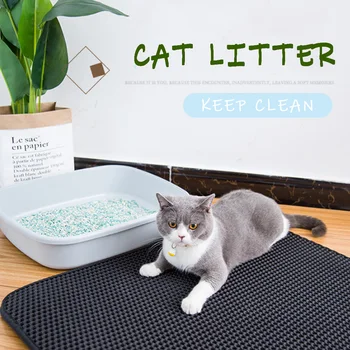 

Pet Cats Litter Mat Foldable EVA Double-Layer Cats Mat Bottom Non-slip Pet Litter Cat Mat Layer Pet Litter Catcher Mat Waterproo
