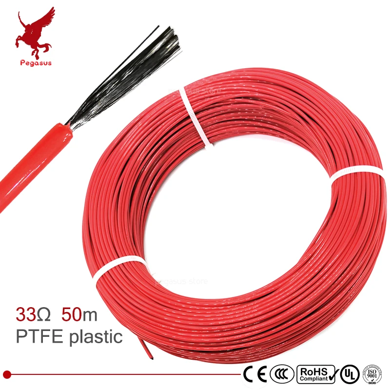 Многоцелевой нагревательный кабель из углеродного волокна PTFE 20 м 12k 33 Ом 5 220 В