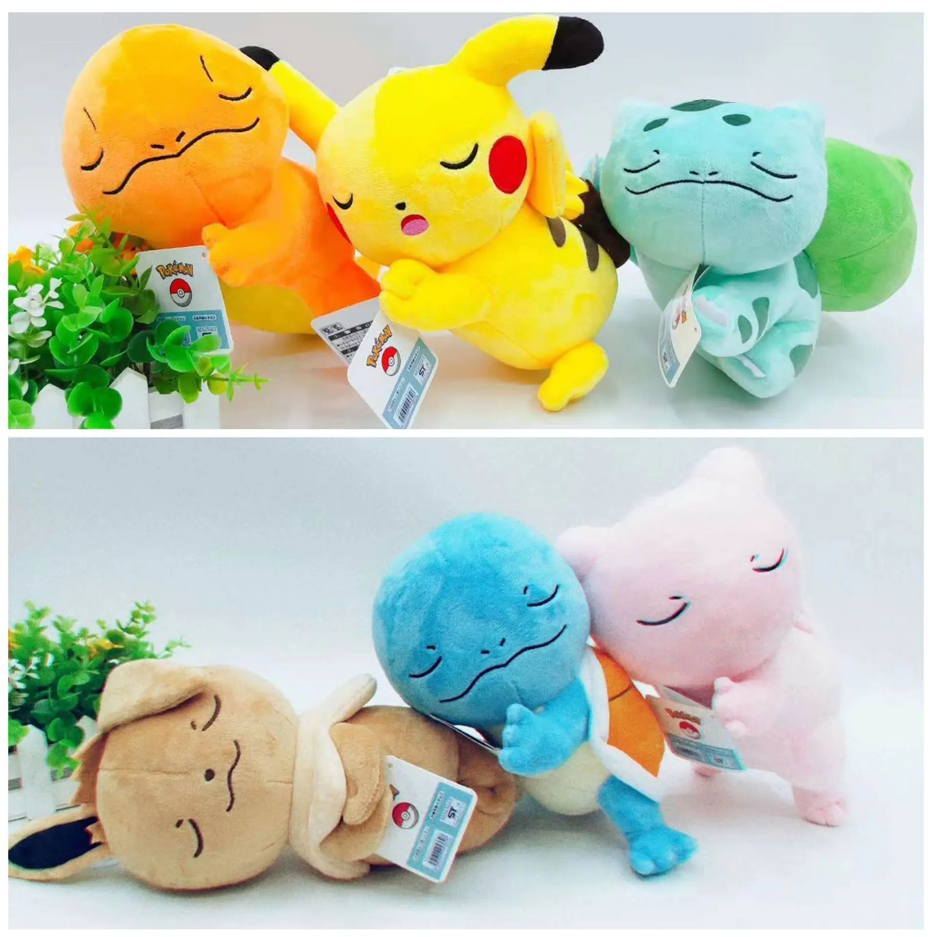 Takara Tomy мягкая игрушка 9 шт./компл. Покемон Иви и Пикачу Squirtle Charmander Venusaur Mewtwo плюшевый Кукла спящий животных