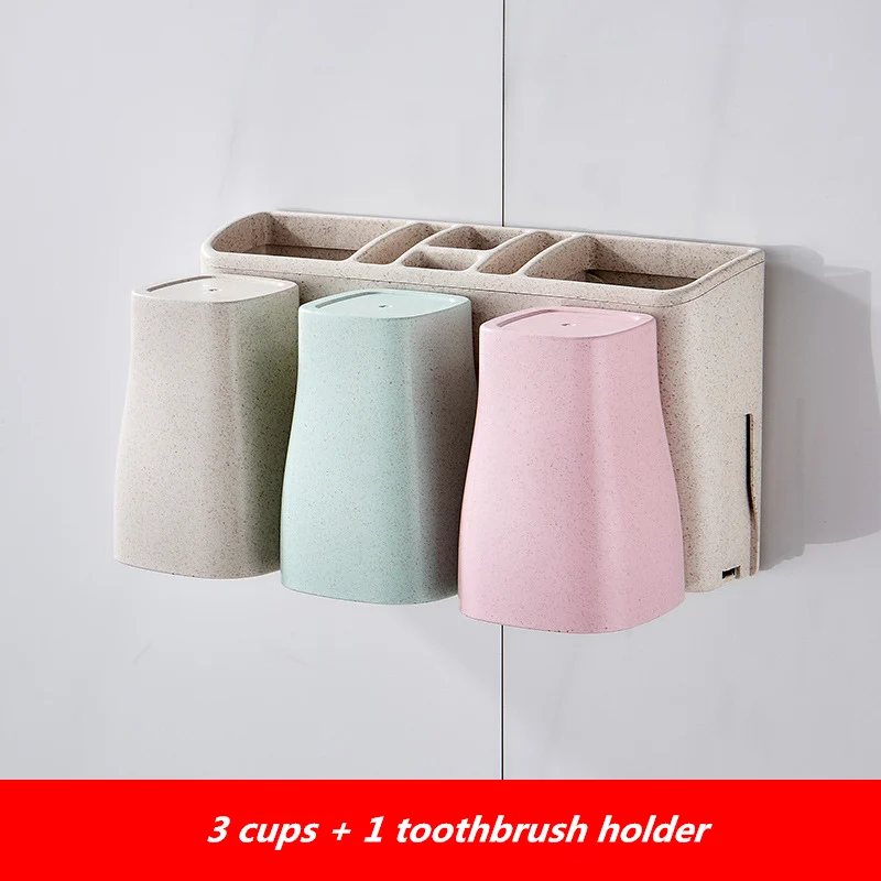 3 cups Toothpaste Toothbrush Holder Multi-functional Storage Save Space Convenient Bathroom Accessories Automatic Toothpaste Dispenser - Цвет: 3 cups