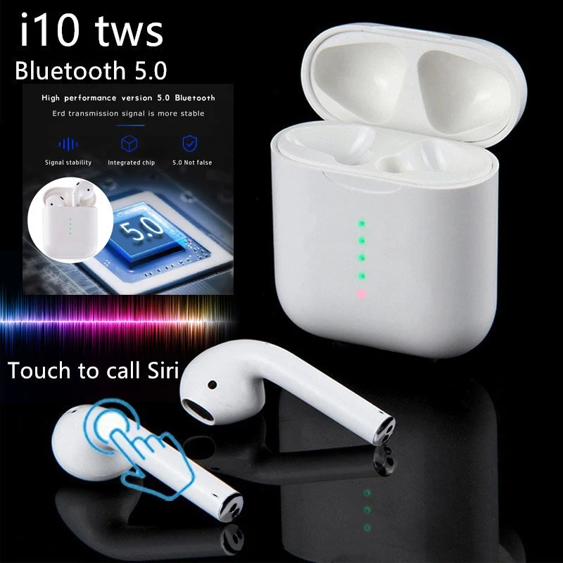 

i10 TWS 5.0 Bluetooth wireless headphones Double 1: 1 size pop touch function Earphone Earbuds with Charging Box for android ios