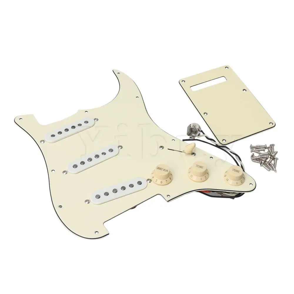 Yibuy Cream Color Plastic Copper Guitar Protective Pickguard SSS Style With Cover Yibuy Cream Color Plastic Copper Guitar Protective Pickguard SSS Style With Cover