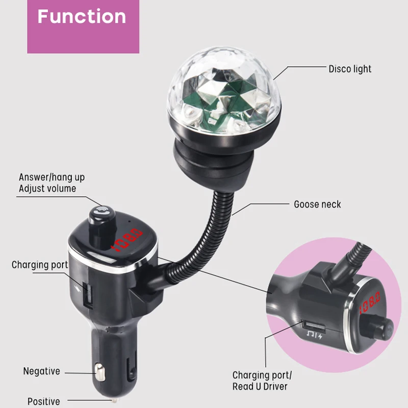 JINSERTA Bluetooth 5,0, fm-передатчик, bluetooth-адаптер, зарядное устройство для аккумулятора, USB, автомобильное зарядное устройство, светильник окружающего воздуха, поддержка голосовых подсказок