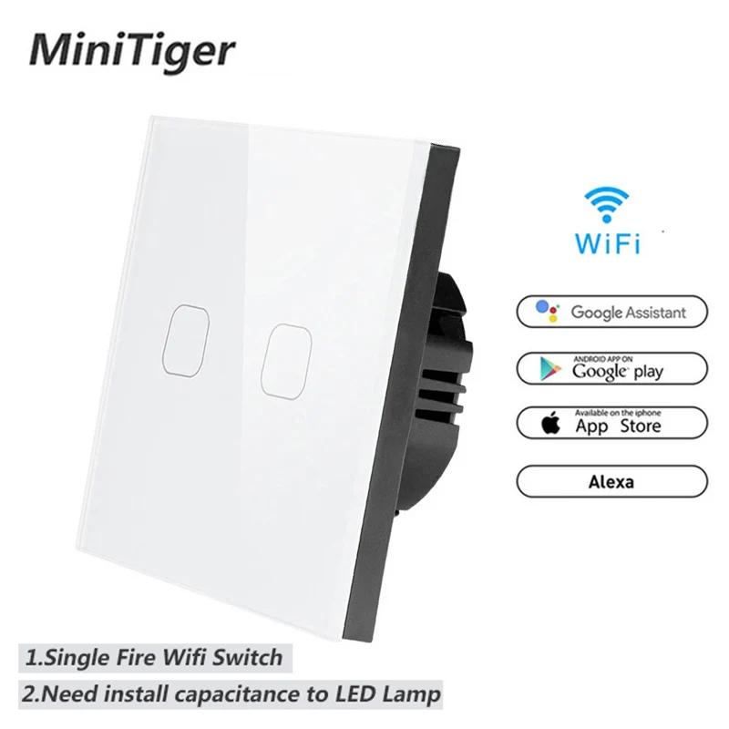 Minitiger wifi умный дом переключатель приложение беспроводной пульт дистанционного света сенсорный выключатель Хрустальная стеклянная панель