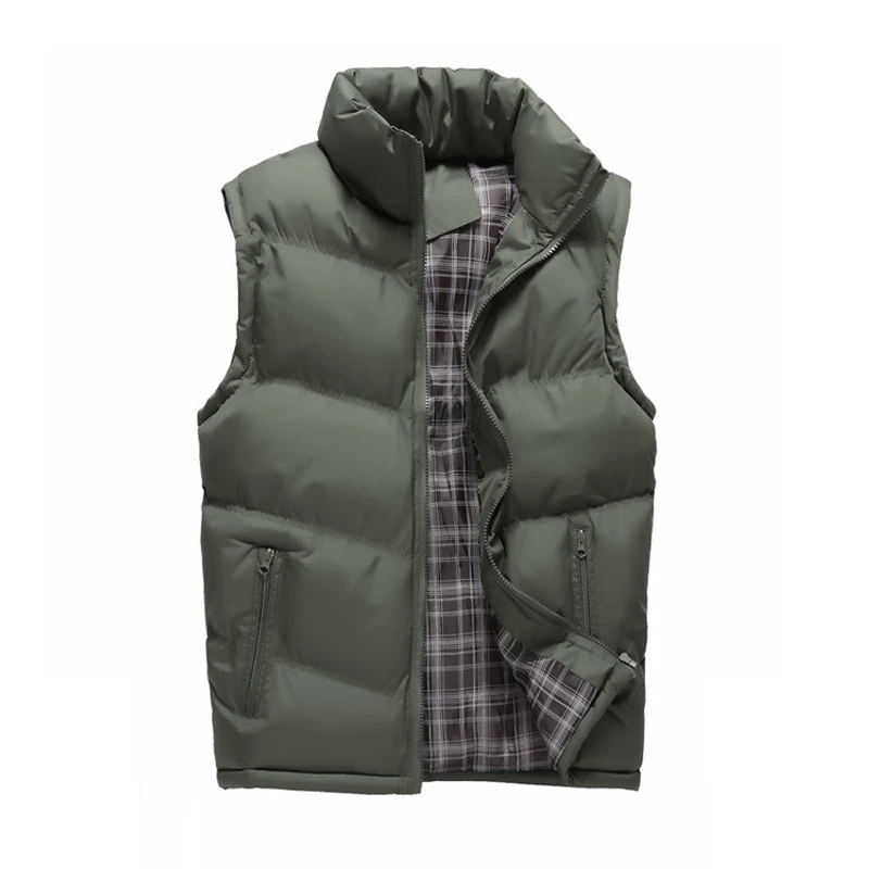 Army Green Manoswe Осенняя модная мужская куртка жилет без рукавов толстый теплый пуховый хлопковый Повседневный жилет мужской жилет большого размера одежда M-4XL - Цвет: Army Green