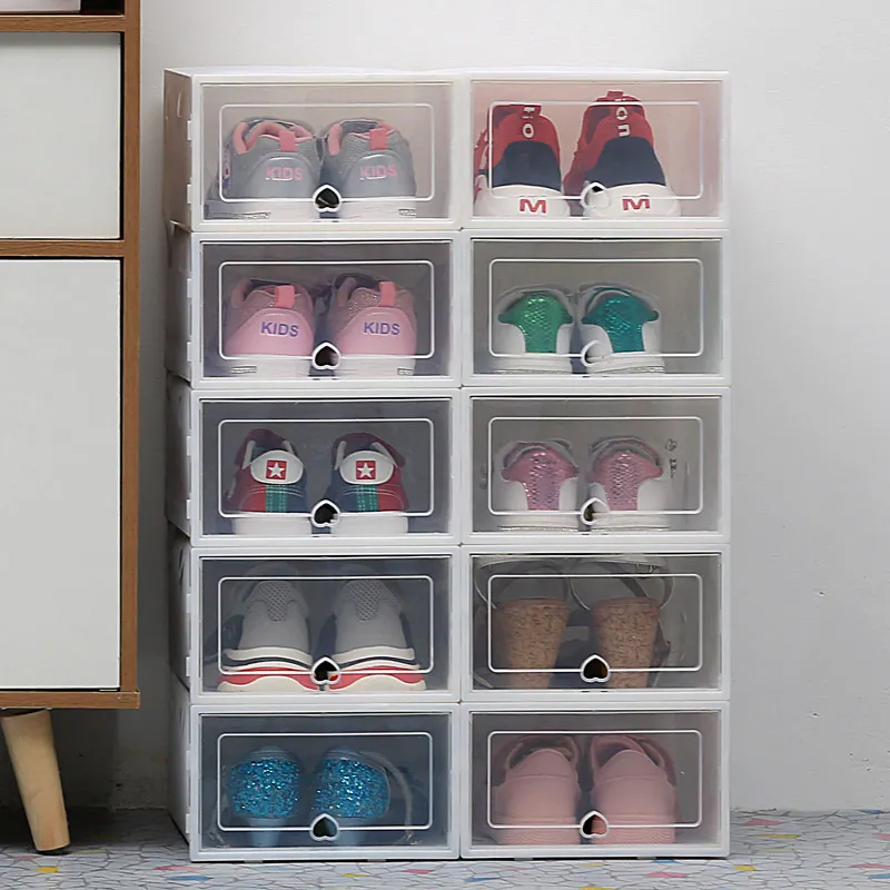 6pc Transparent shoe box storage shoe boxes thickened dustproof shoes organizer box can be superimposed combination shoe cabinet|Storage Boxes & Bins| - AliExpress