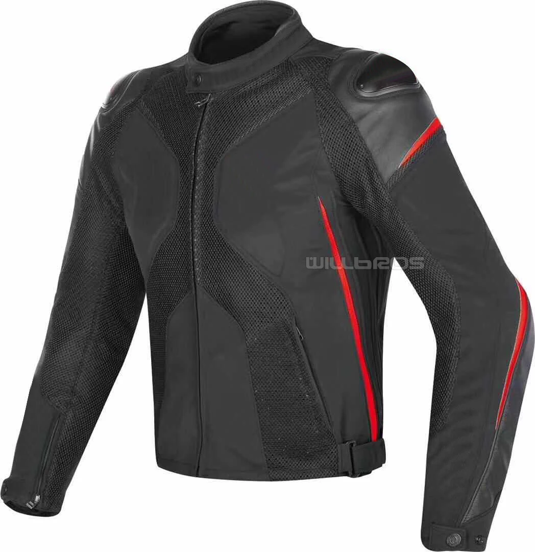 Dain Super Rider D-dry Black Red Jackets Mesh Motocross Motorbike Off-road Leather Jacket With Protector - Цвет: Black Red