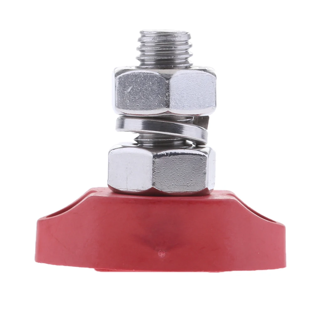 Red Junction Block Power Post Stainless Steel Insulated Terminal Stud, 8mm