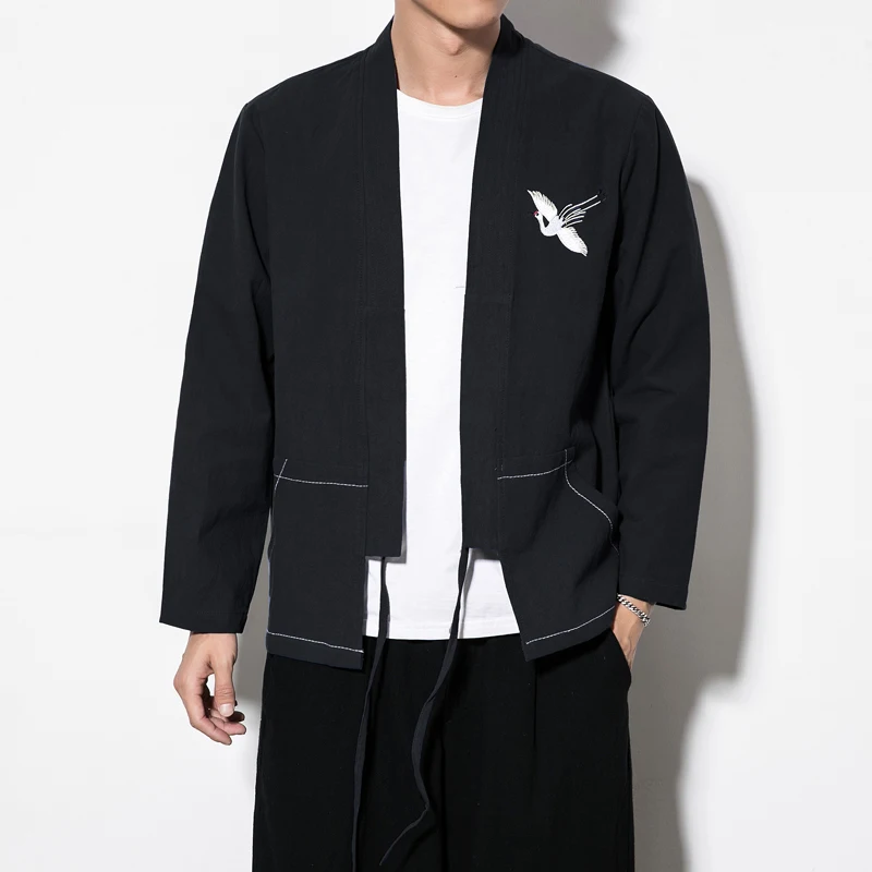 Тан костюм куртки пальто мужские хлопок лен вышитые Hanfu мужской традиционный даосский халат одежда Китайский ретро размера плюс 5XL
