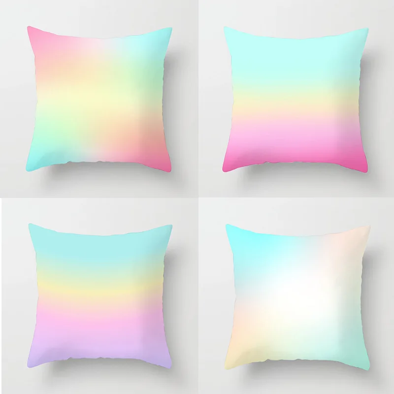 

Pillow case 45 * 45 Color gradient ice cream short plush pillowcase Square decorative pillowcase