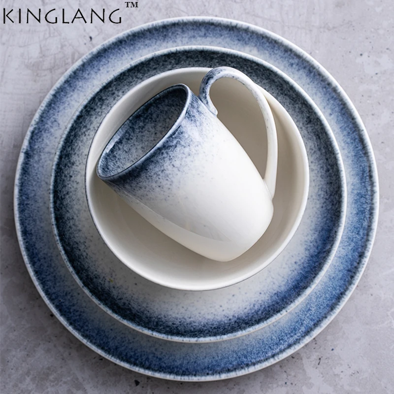 1pcs Kinglang Creative Ceramic Plate Nordic Dish Dinner Plate Family