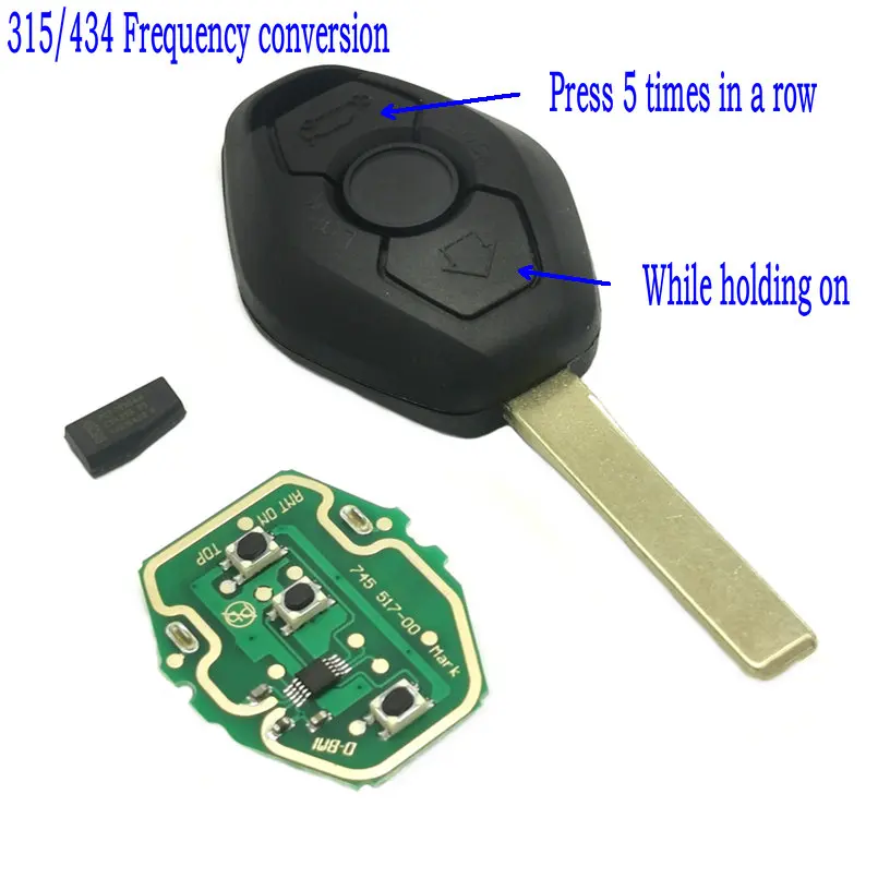 DATONG WORLD CAR REMOTE CONTROL KEY FOR BMW E38 E39 E46 1 3 5 7 SERIES 433 MHZ ID44 CHIP PCF7935 AUTO SMART KEY WITH LOGO