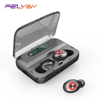 

FELYBY Wireless IPX4 Waterproof Earphones LED Display Smart Power Bank HD Stereo Bass Sound Mini in Ear Bluetooth Earphones