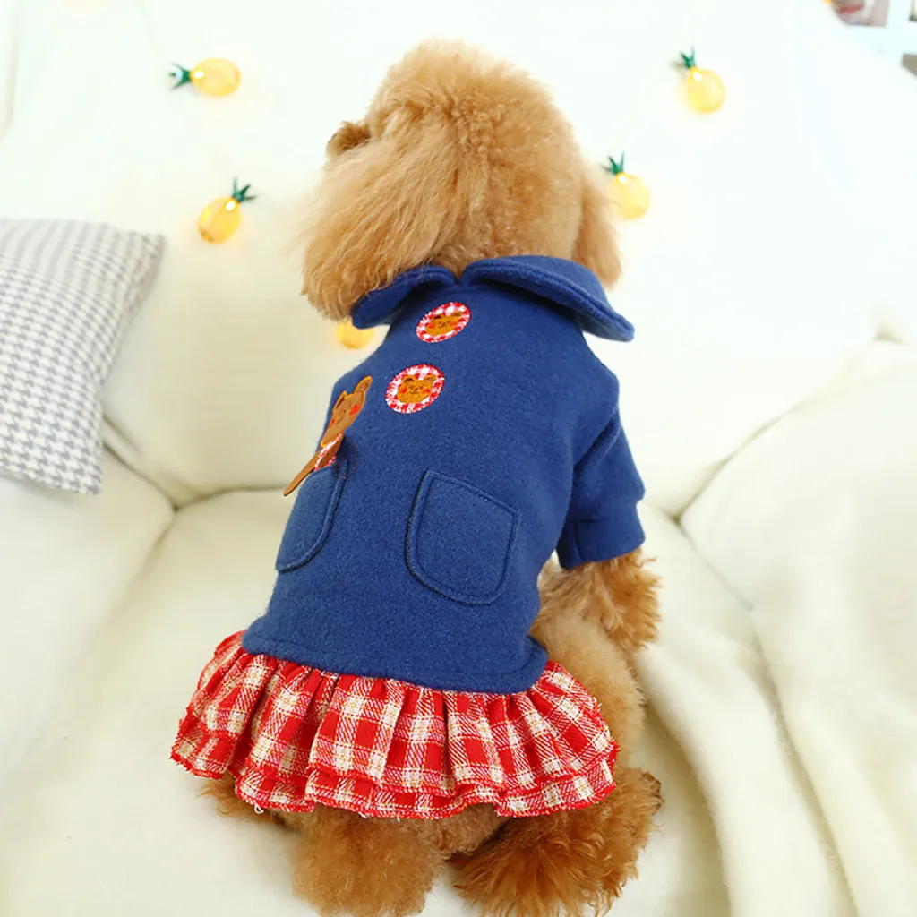 New New Cute Button Bear Princess Dress Autumn And Winter Comfort Cat Dog Clothing