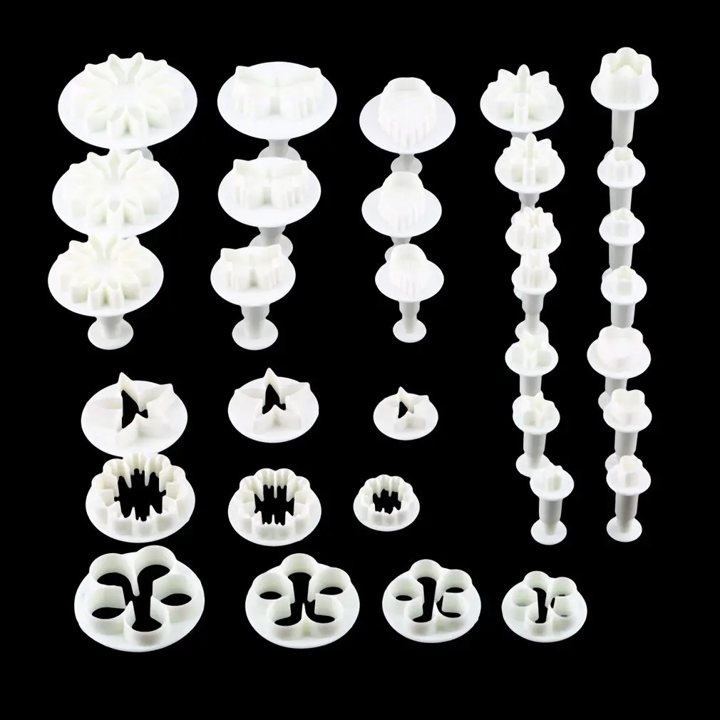 

33 Pcs Sugar Craft Cake Decorating Fondant Icing Cutters Plungers Mold Tool Set Cake Decorating Tools Flower Set