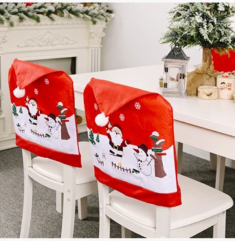 

Christmas Chair Caps Cute Santa Claus Snowman Snowflake Dining Chair Back Covers Slipcovers for Home Party Decor XMAS Gift