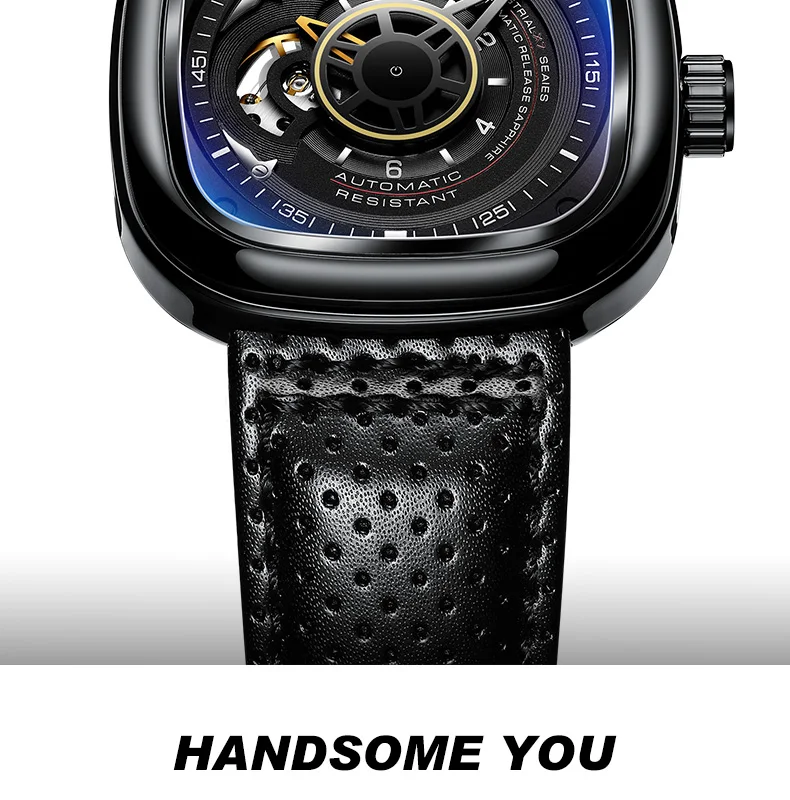 2021 new men's watch automatic machinery top brand luxury square large dial sports waterproof watch relegio masculi