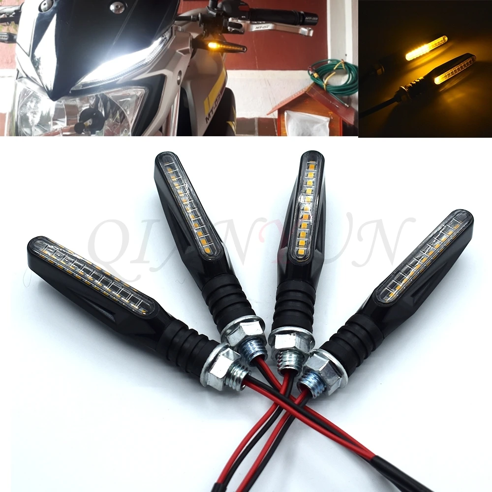 

4pcs Flowing LED Motorcycle Turn Signal Indicators Sequential Blinkers Light Lamp For yamaha yzf r6 r1 r6s r3 MT07 FZ7 mt09 mt10