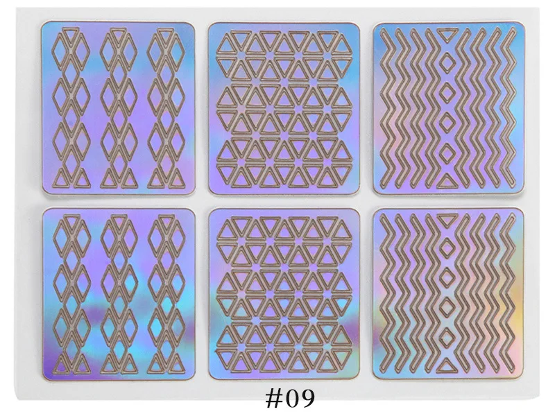 6/12/24 Sheets/lot DIY 3D Hollow Laser Sticker ForNail Art Stencil Gel Polish Nail Vinyl Tip Transfer Guide Template Nail Decals