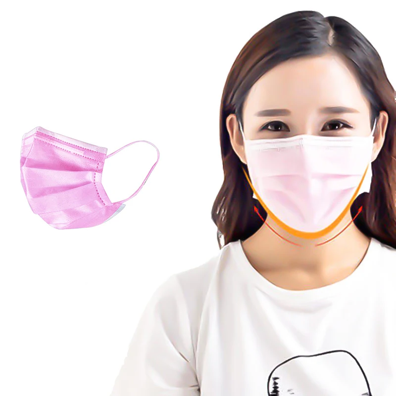 

50/100pcs/pack Disposable Pink Face Masks 3-layers Breathable Comfortable Anti-dust Air Pollution Protection Mask