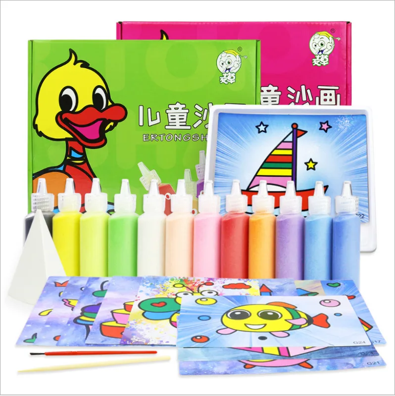 

Goocheer Childrens Colored Sand Painting Drawing Toys DIY Handmade Sand Painting Set Sand Art Kits Educational Toy Gift