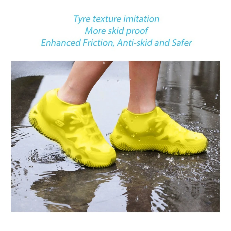 

Reusable Waterproof Rainproof Shoes Covers Thicken Silicone Overshoes Rain Boots Adult Kids Non-slip Washable Wear-Resistant