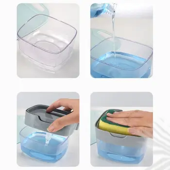 

2-in-1 Pump Soap Dispenser Box and Sponge for Dish Soap and Sponge Cleaning Liquid Storage Case for Home Kitchen Wash the Dishes